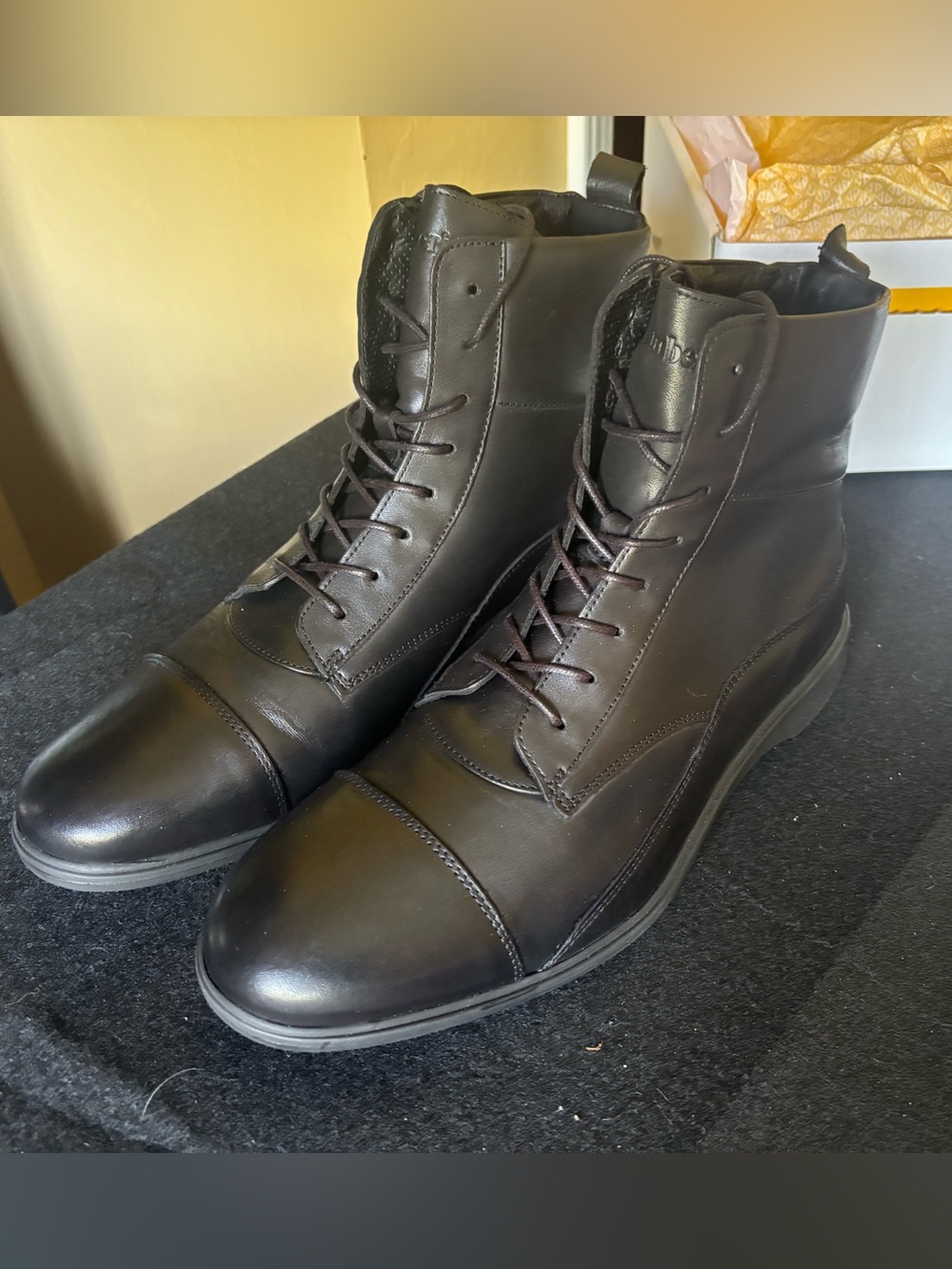 Amberjack ‘The Boot’ Obsidian black leather boots. NWT Unworn